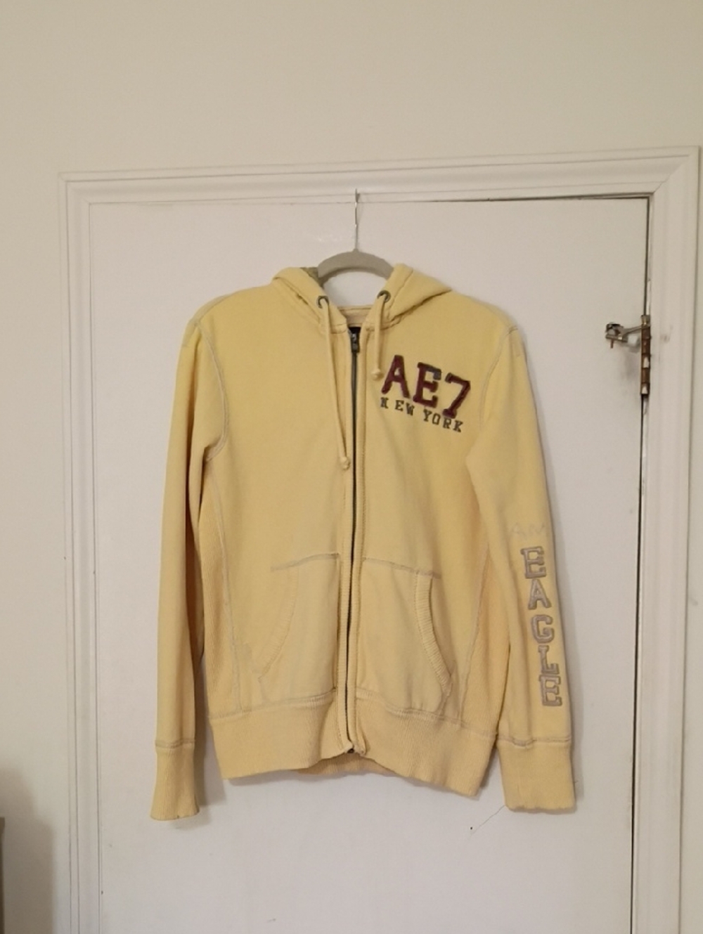 Men's Vintage Yellow American Eagle Hoodie S